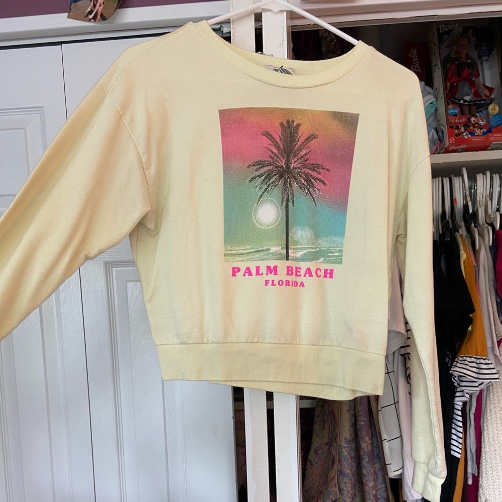 YELLOW PALM BEACH CROPPED CREW NECK